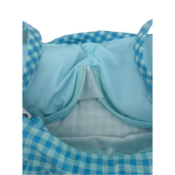 Lands’ End Paradise Aqua Gingham Tankini Swimwear Top Women's Size 18 NEW!!! - Picture 5 of 6